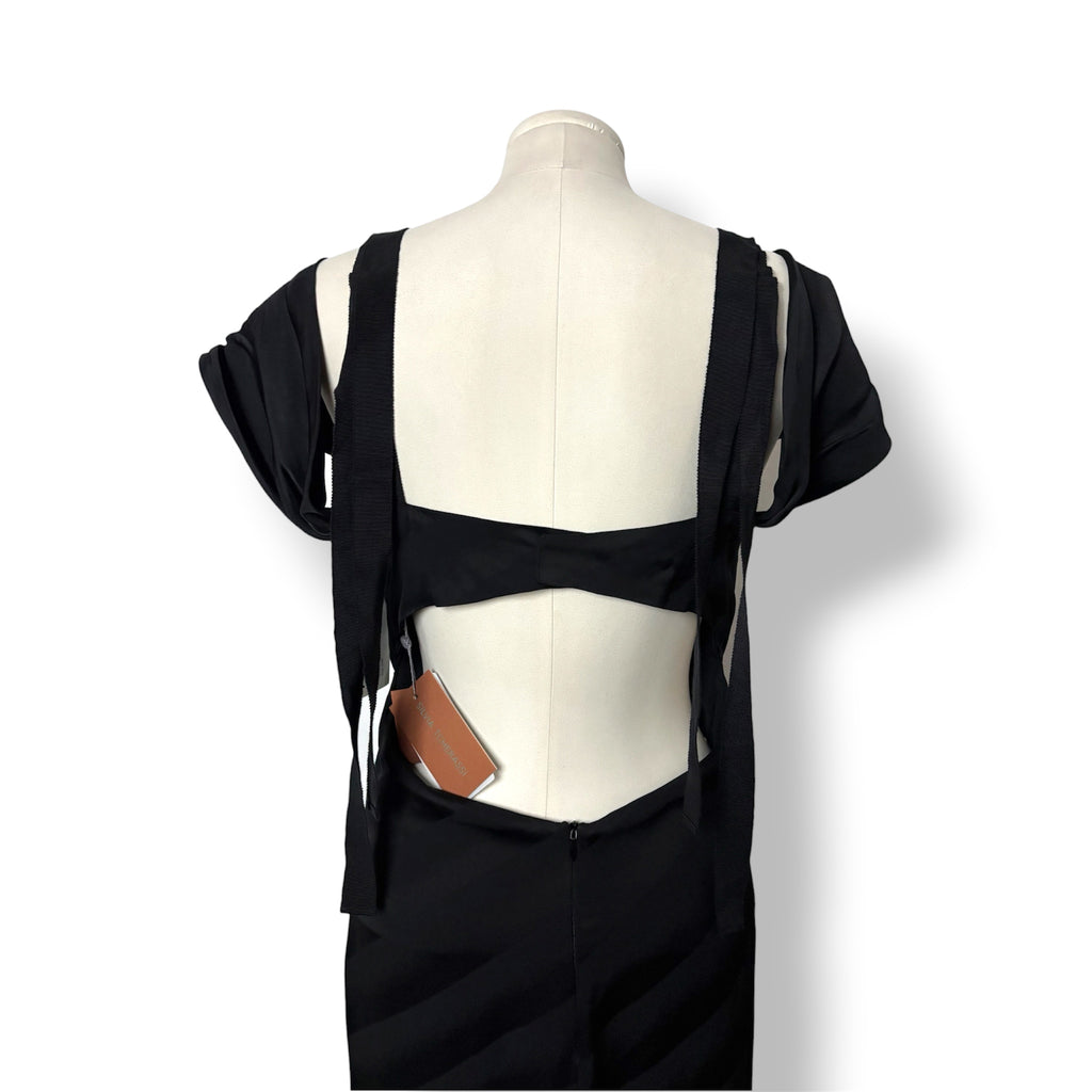 Vestido de Gala Asimétrico Silvia Tcherassi en Jacquard Negro