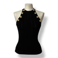 Top Halter de Punto Acanalado Balmain con Botones Dorados para Mujer