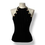 Top Halter de Punto Acanalado Balmain con Botones Dorados para Mujer