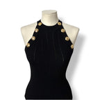 Top Halter de Punto Acanalado Balmain con Botones Dorados para Mujer