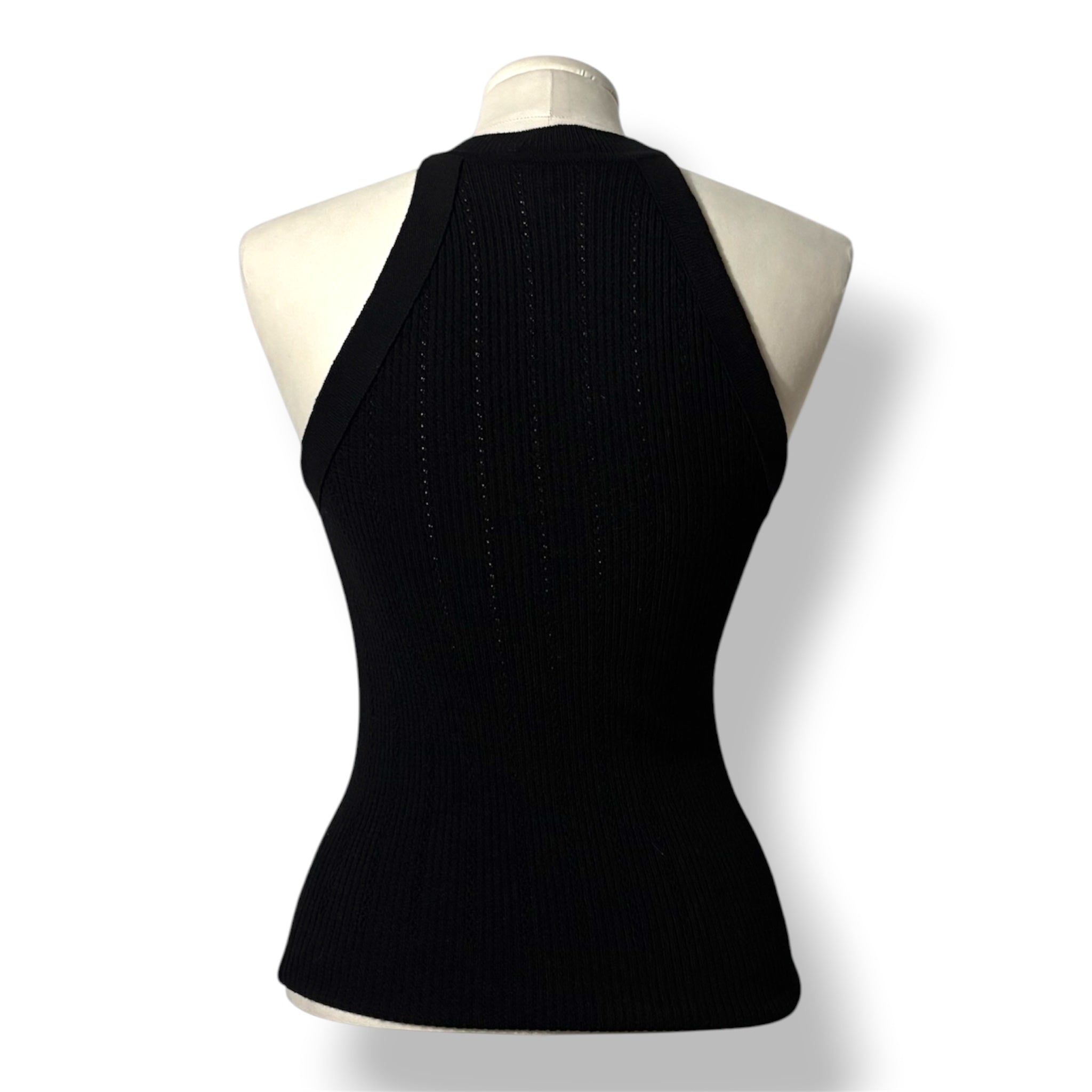 Top Halter de Punto Acanalado Balmain con Botones Dorados para Mujer