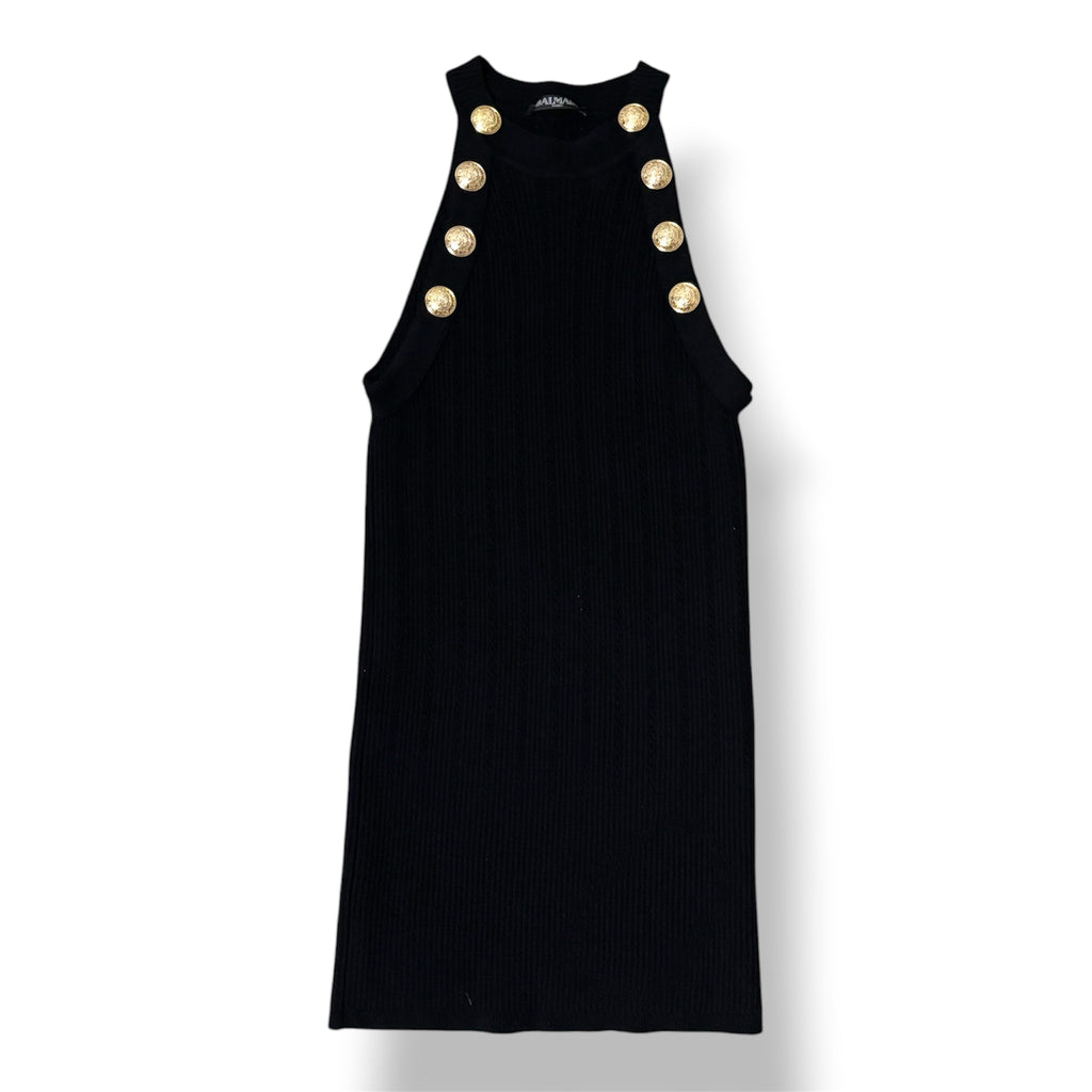 Top Halter de Punto Acanalado Balmain con Botones Dorados para Mujer