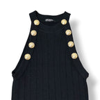 Top Halter de Punto Acanalado Balmain con Botones Dorados para Mujer
