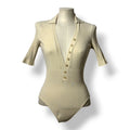 Body de Punto Jacquemus "Le Body Yauco" con Cuello Polo – Crema