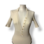 Body de Punto Jacquemus "Le Body Yauco" con Cuello Polo – Crema