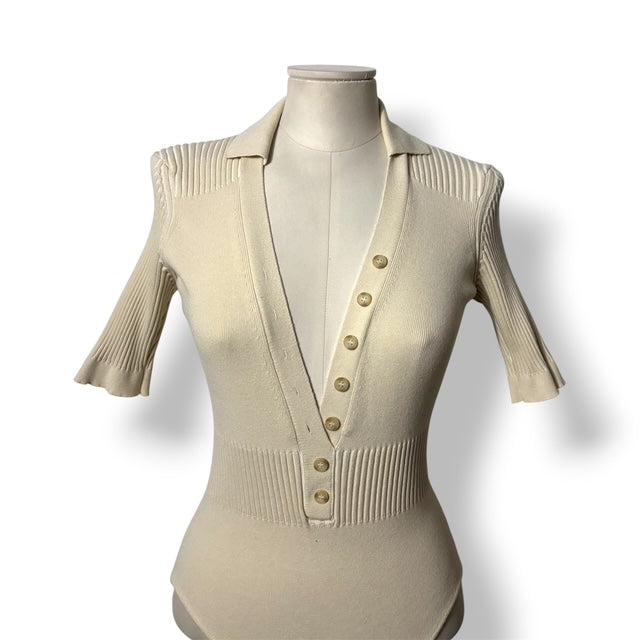 Body de Punto Jacquemus "Le Body Yauco" con Cuello Polo – Crema