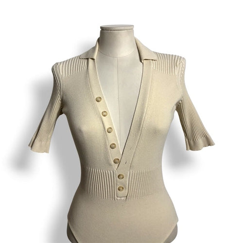 Body de Punto Jacquemus "Le Body Yauco" con Cuello Polo – Crema
