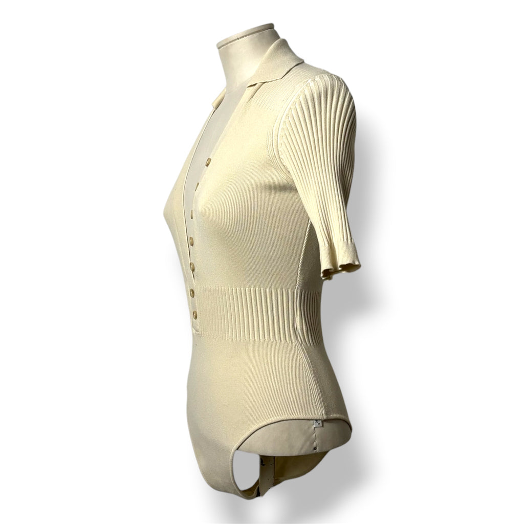 Body de Punto Jacquemus "Le Body Yauco" con Cuello Polo – Crema