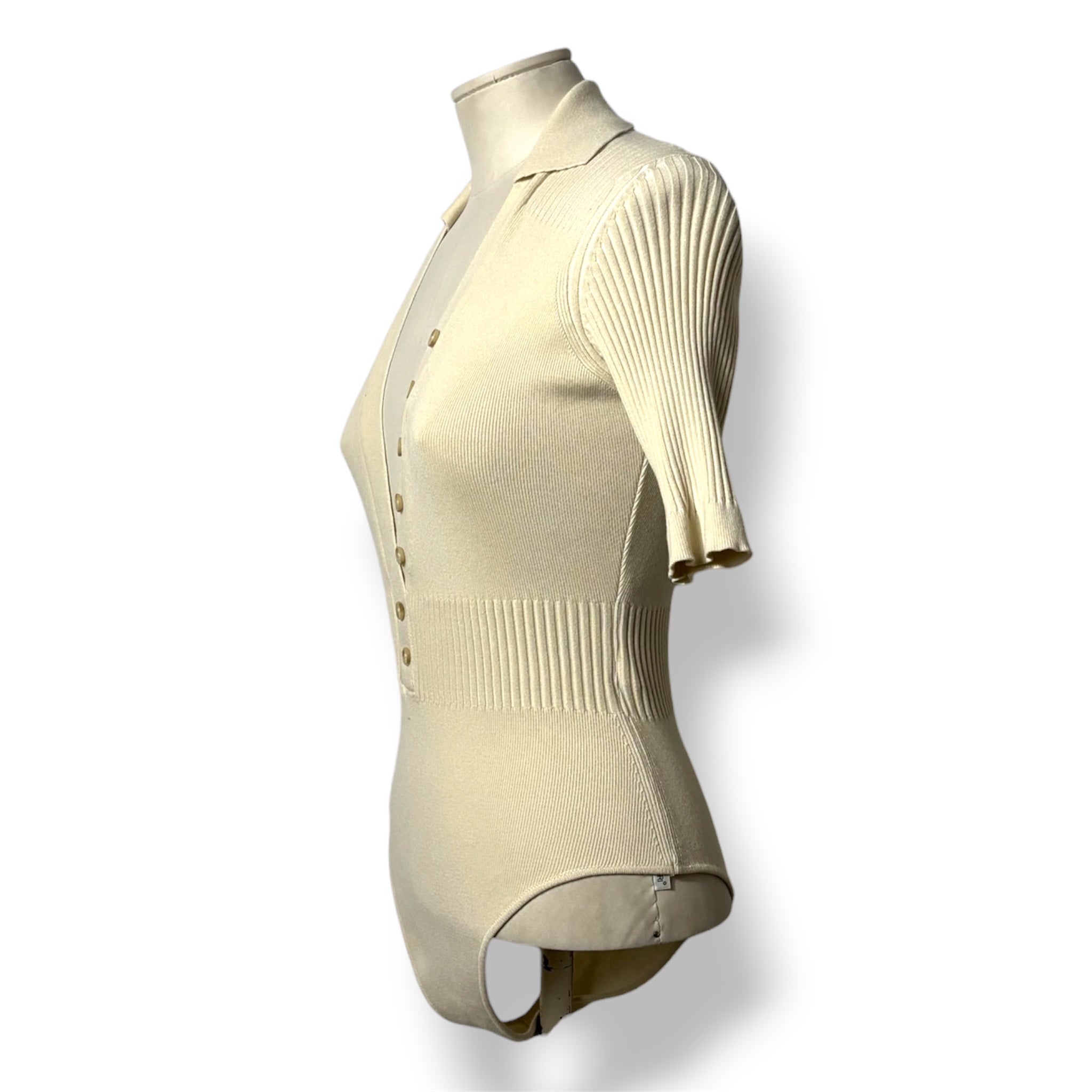 Body de Punto Jacquemus "Le Body Yauco" con Cuello Polo – Crema
