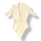 Body de Punto Jacquemus "Le Body Yauco" con Cuello Polo – Crema