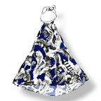 Top Halter Roberto Cavalli con Estampado de Plumas Azul y Cuello de Metal