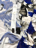Top Halter Roberto Cavalli con Estampado de Plumas Azul y Cuello de Metal