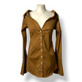 Camisa Popelín Caroline Constas con Escote Off-The-Shoulder y Puños Anchos