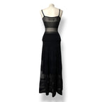 Vestido Largo de Punto Roland Mouret con Escote en V y Paneles Semitransparentes - Negro