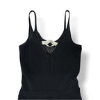 Vestido Largo de Punto Roland Mouret con Escote en V y Paneles Semitransparentes - Negro