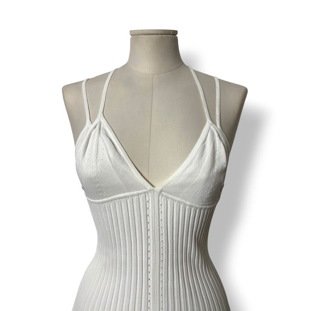 Top Corset de Punto Acanalado Dion Lee con Cierre de Corchetes - Blanco