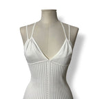 Top Corset de Punto Acanalado Dion Lee con Cierre de Corchetes - Blanco