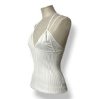 Top Corset de Punto Acanalado Dion Lee con Cierre de Corchetes - Blanco
