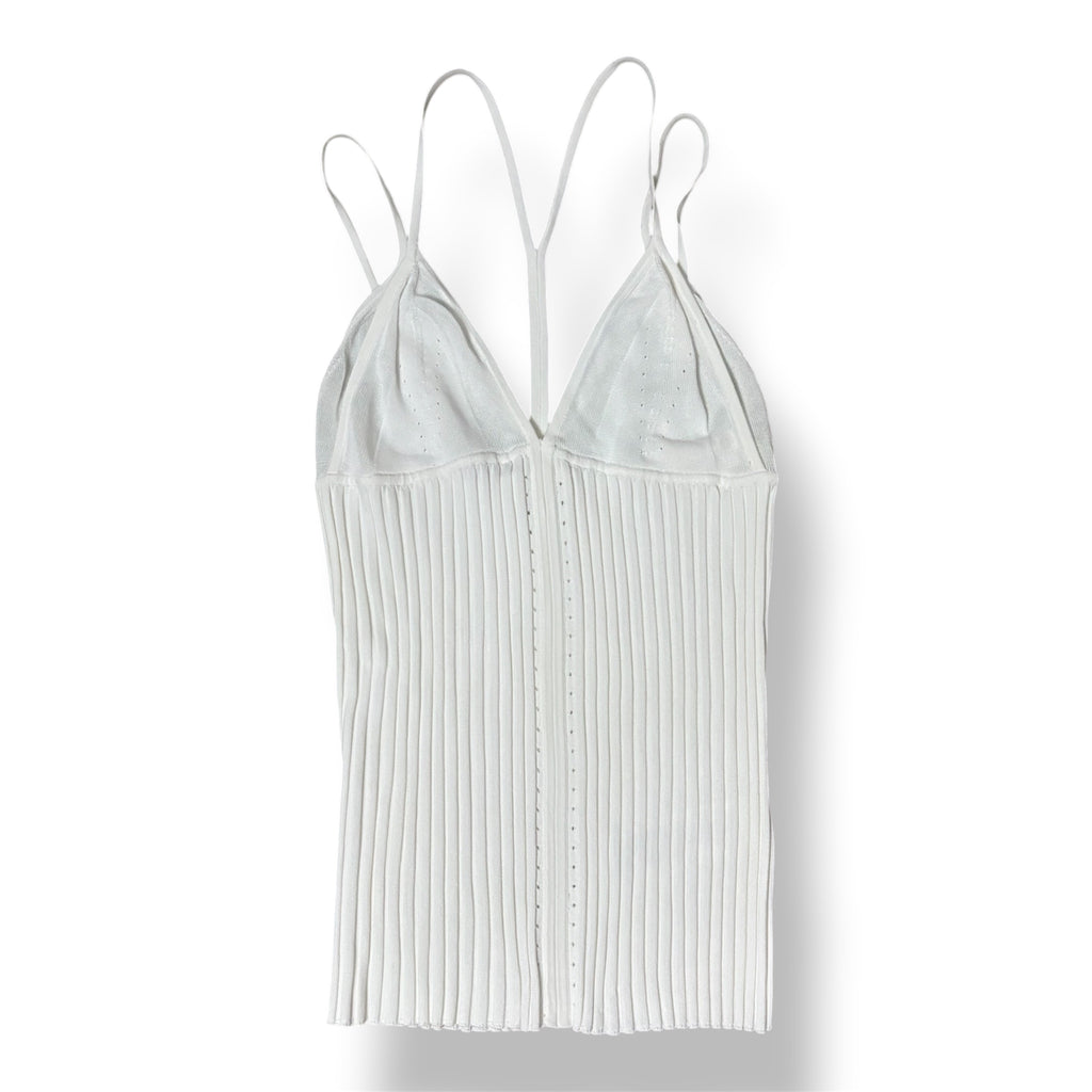 Top Corset de Punto Acanalado Dion Lee con Cierre de Corchetes - Blanco