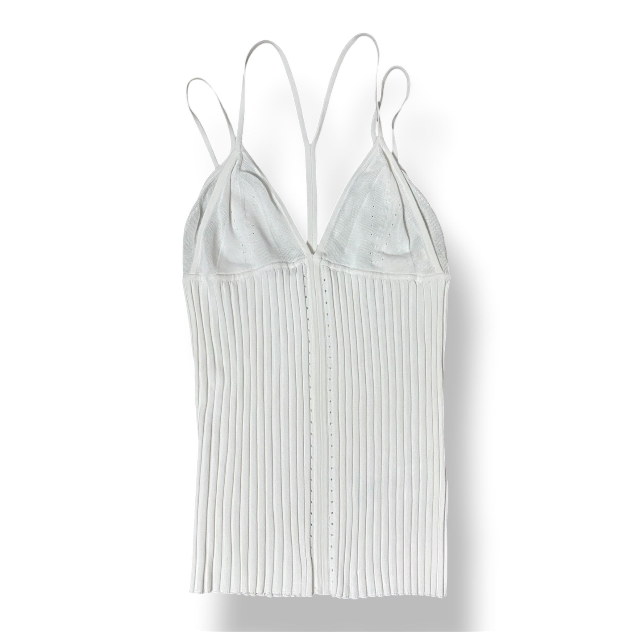 Top Corset de Punto Acanalado Dion Lee con Cierre de Corchetes - Blanco