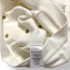 Pantalón de Punto Acampanado Balmain de Tiro Alto con Botones Dorados - Blanco