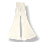 Pantalón de Punto Acampanado Balmain de Tiro Alto con Botones Dorados - Blanco