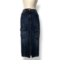 Falda Midi Vaquera Cargo Balmain – Azul Índigo