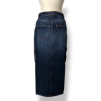 Falda Midi Vaquera Cargo Balmain – Azul Índigo