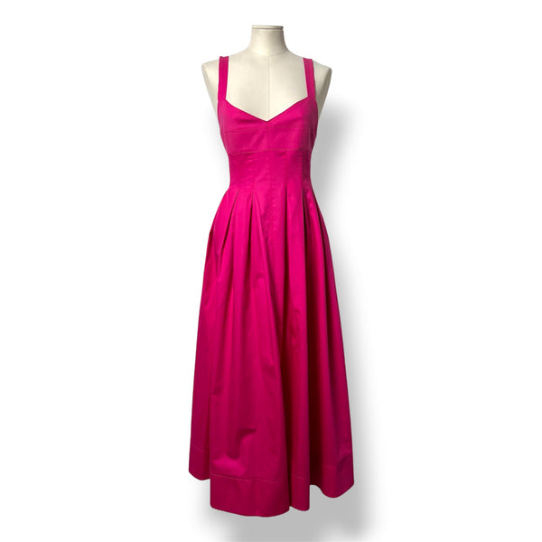 Vestido Midi en Popelina de Algodón La Ligne – Rosa Fucsia