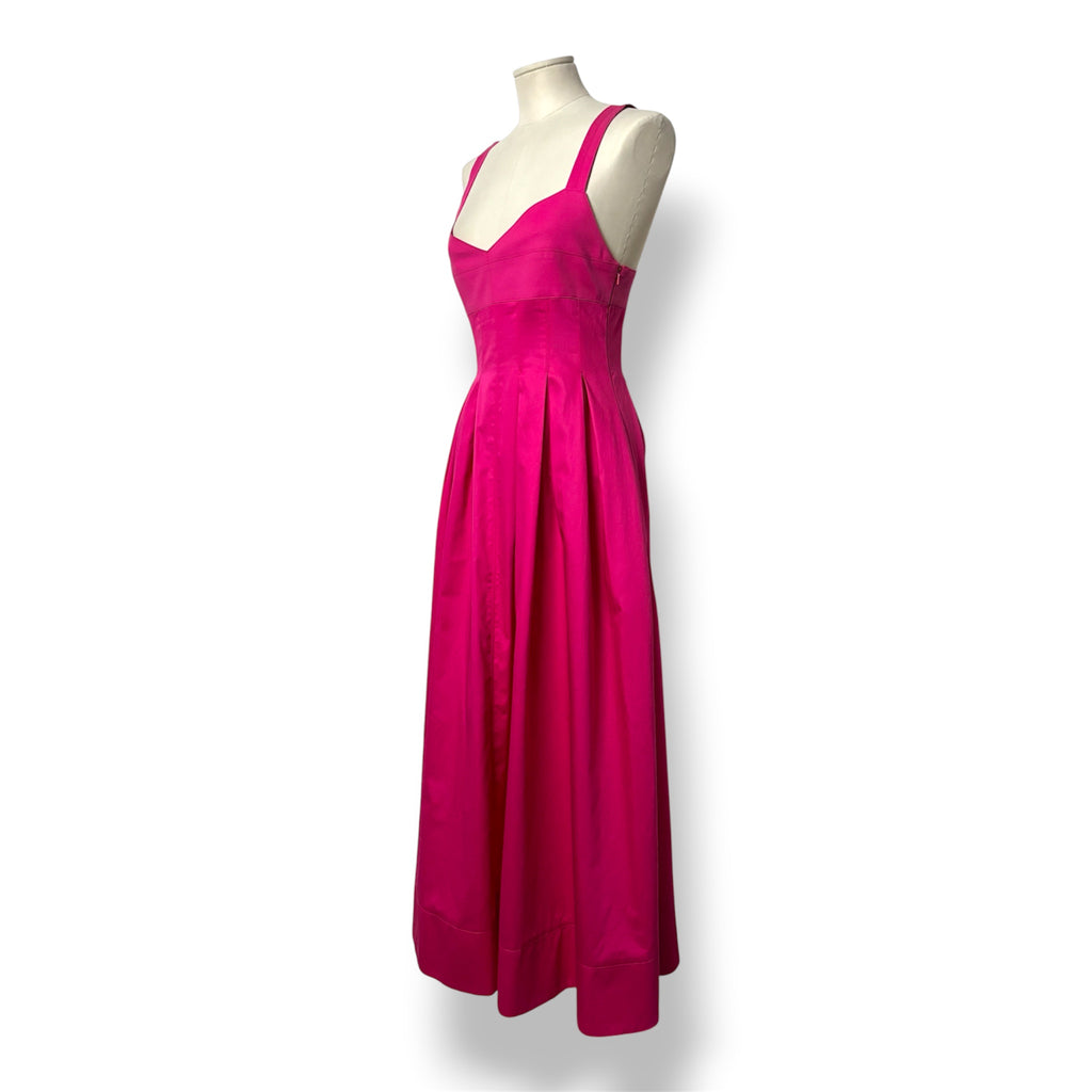 Vestido Midi en Popelina de Algodón La Ligne – Rosa Fucsia
