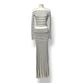 Vestido Largo de Punto a Rayas Elisabetta Franchi – Maxi vestido Ajustado Blanco y Negro