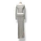 Vestido Largo de Punto a Rayas Elisabetta Franchi – Maxi vestido Ajustado Blanco y Negro