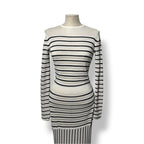 Vestido Largo de Punto a Rayas Elisabetta Franchi – Maxi vestido Ajustado Blanco y Negro