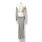 Vestido Largo de Punto a Rayas Elisabetta Franchi – Maxi vestido Ajustado Blanco y Negro