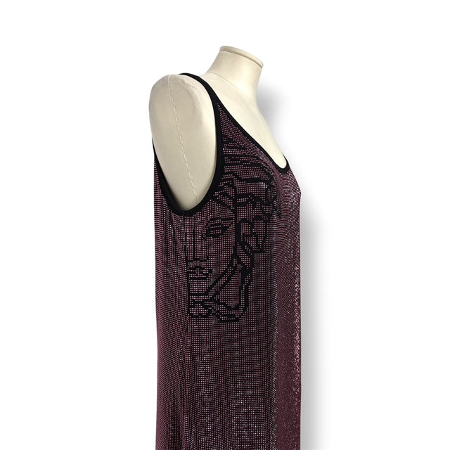 Vestido Midi de Malla Metálica con Medusa de Cristales – Versace