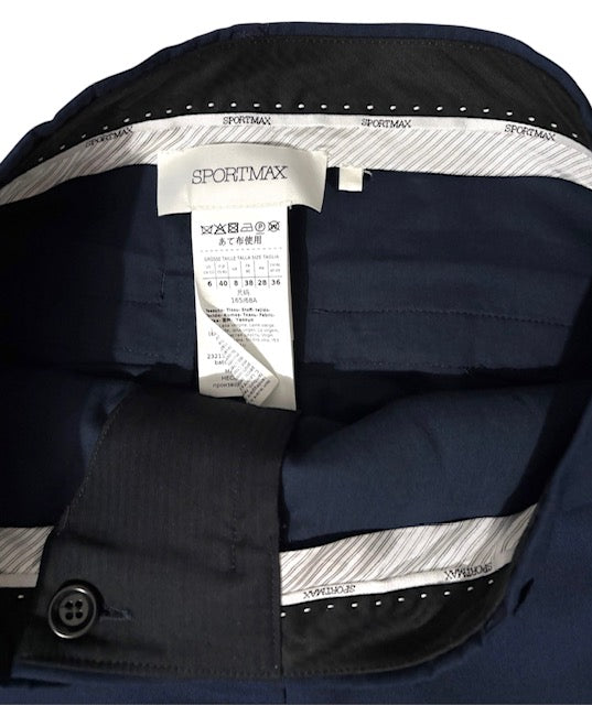 Pantalón Sastre Palazzo de Tiro Alto Azul Marino – SportMax