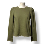 Sudadera Femenina de Algodón ME+EM – Verde Oliva y Detalles Desflecados