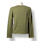 Sudadera Femenina de Algodón ME+EM – Verde Oliva y Detalles Desflecados