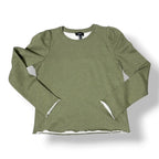 Sudadera Femenina de Algodón ME+EM – Verde Oliva y Detalles Desflecados