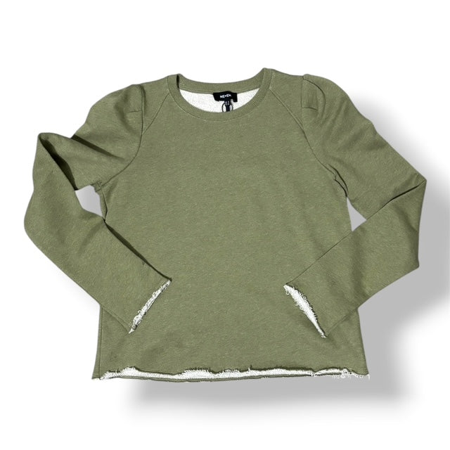Sudadera Femenina de Algodón ME+EM – Verde Oliva y Detalles Desflecados