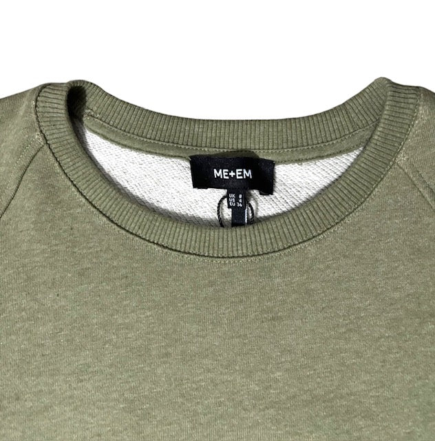 Sudadera Femenina de Algodón ME+EM – Verde Oliva y Detalles Desflecados