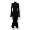 Vestido Midi Negro con Espalda Abierta y Manga Larga NBD