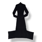 Vestido Midi Negro con Espalda Abierta y Manga Larga NBD