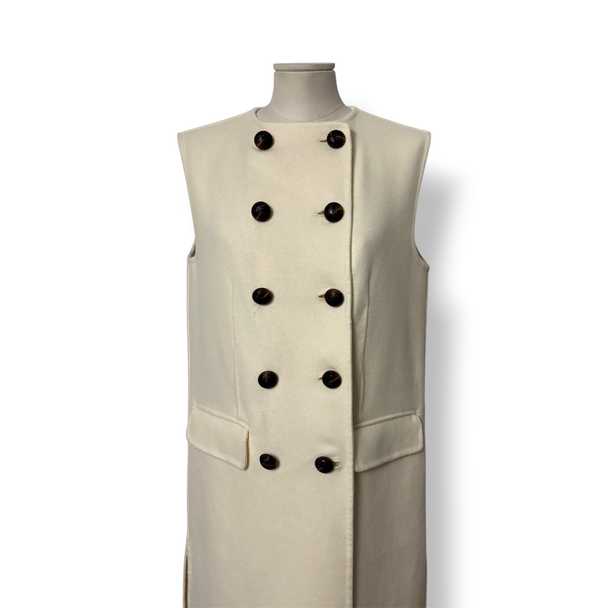 Vestido Chaleco Largo Veronica Beard Hoxton en Mezcla de Lana – Ivory