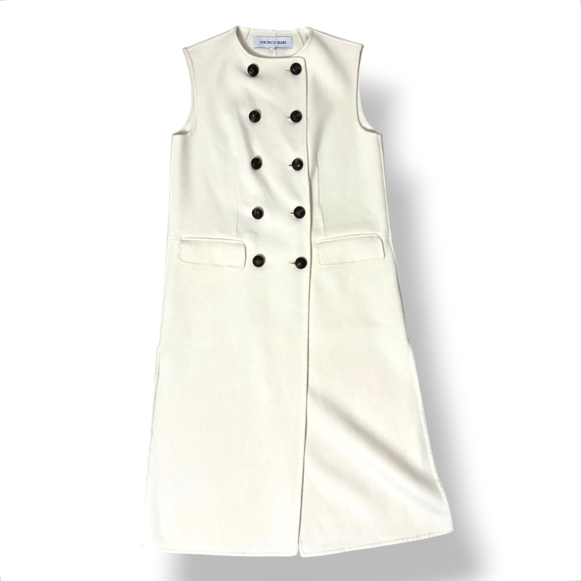 Vestido Chaleco Largo Veronica Beard Hoxton en Mezcla de Lana – Ivory