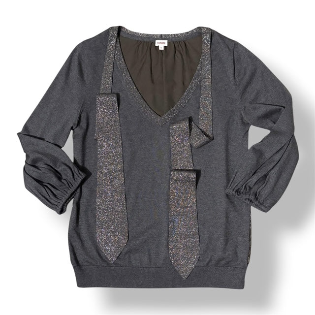 Jersey de Fiesta Kenzo para Mujer – Punto Fino, Espalda de Seda y Brillo Dorado