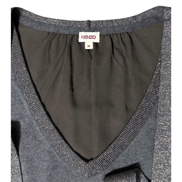 Jersey de Fiesta Kenzo para Mujer – Punto Fino, Espalda de Seda y Brillo Dorado