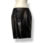Falda de Tubo Midi en Cuero Tornasolado Bronce Versace con Paneles Laterales