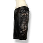Falda de Tubo Midi en Cuero Tornasolado Bronce Versace con Paneles Laterales