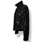Chaqueta de Piel Negra con Calados Láser y Detalles de Terciopelo – Armani Collezioni